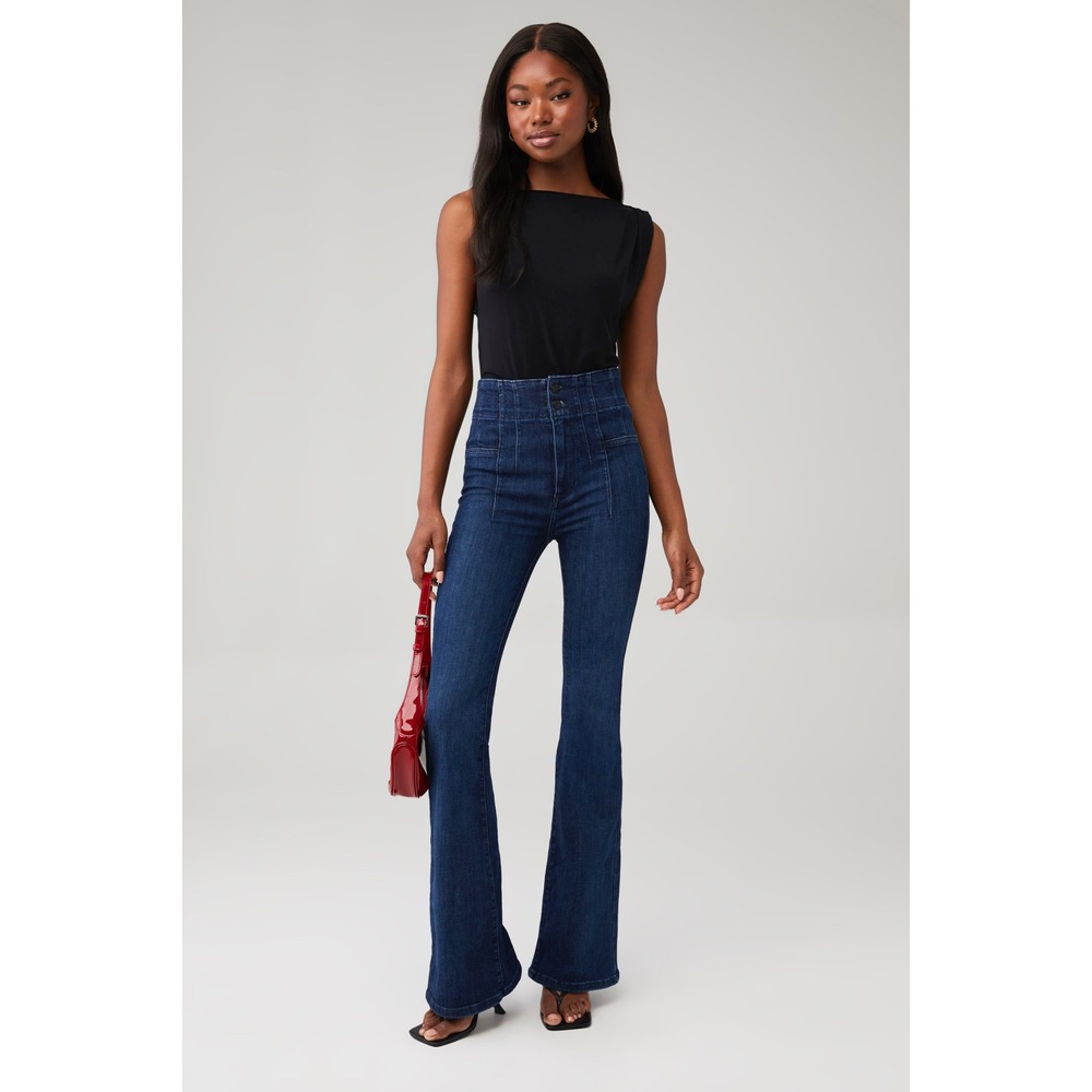 Free People We The Free Jayde Flare Jeans Night Sky Dark Wash High Rise 30